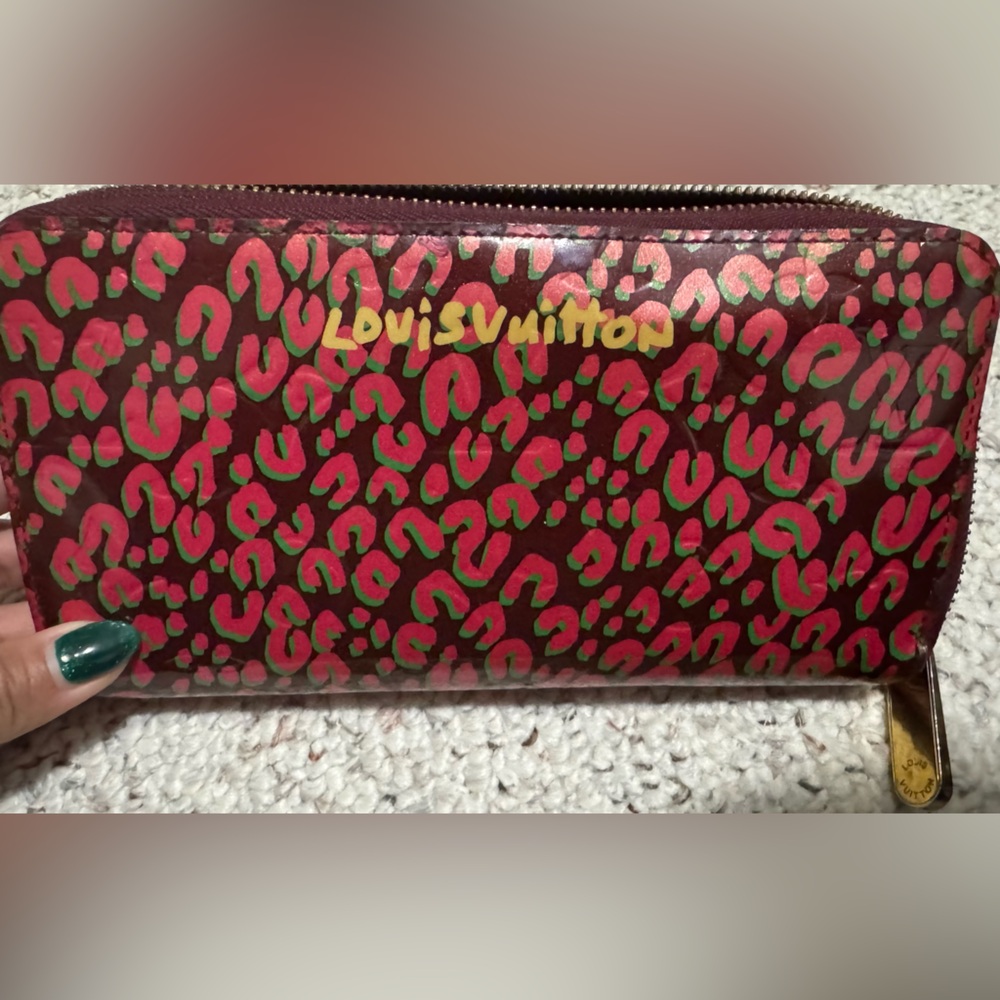 Authentic Louis Vuitton Graffiti long wallet in embossed patent leather